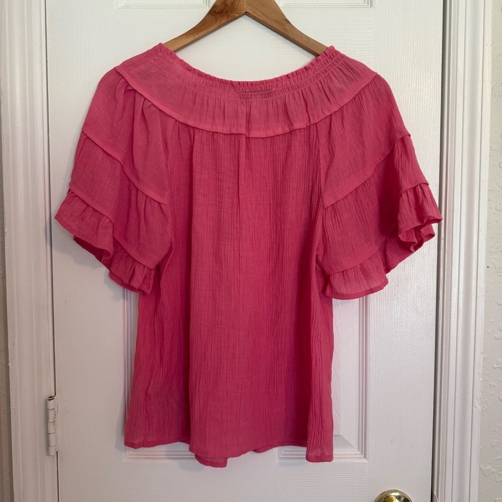 Nanette Lepore Pink Ruffled Flowy Top Medium - Picture 5 of 6